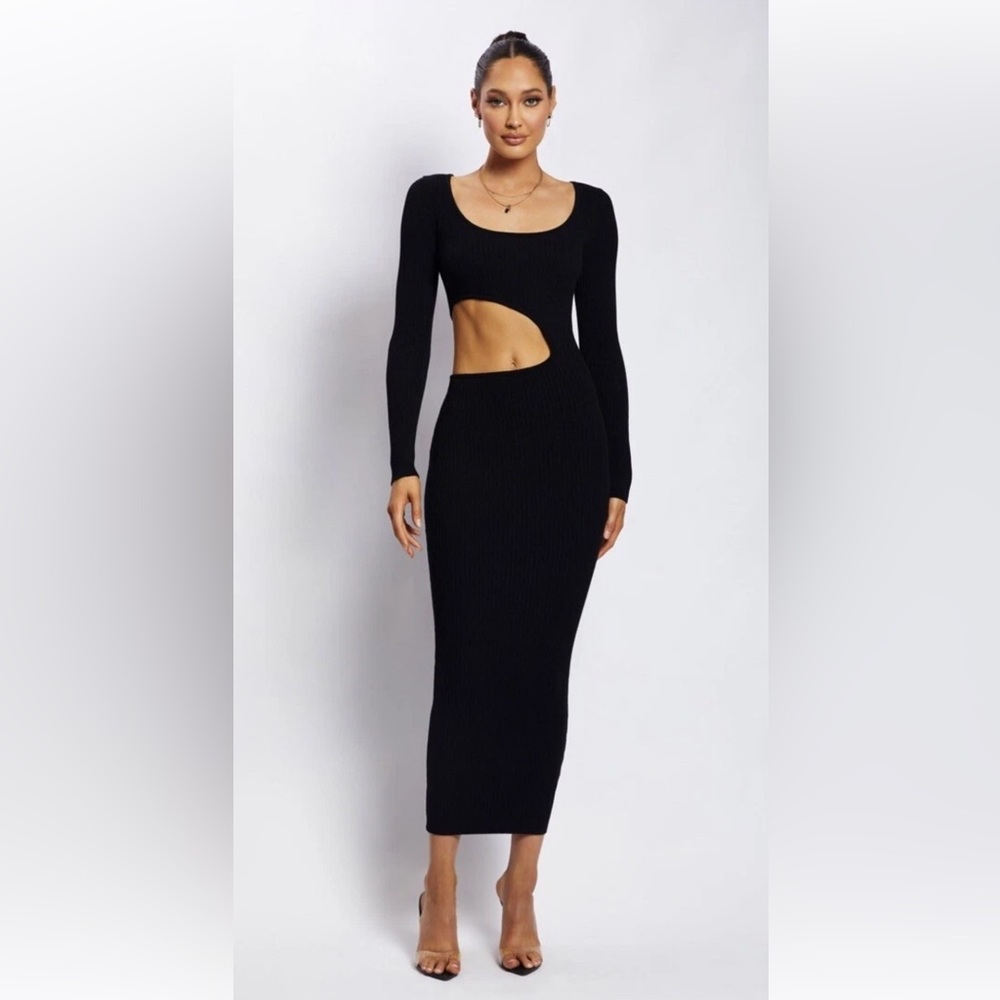 Meshki Black Asymmetrical Cut-Out Bodycon Dress